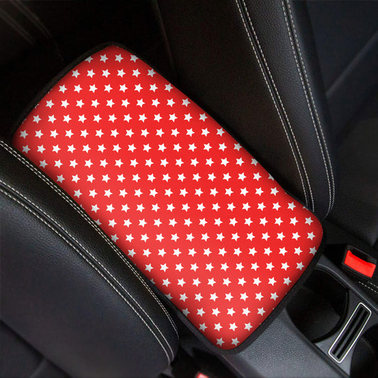 Red And White Star Pattern Print Car Center Console Cover