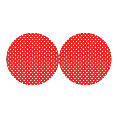 Red And White Star Pattern Print Car Coasters