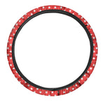 Red And White Star Pattern Print Car Steering Wheel Cover