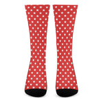 Red And White Star Pattern Print Crew Socks