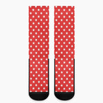 Red And White Star Pattern Print Crew Socks