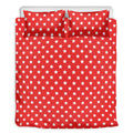 Red And White Star Pattern Print Duvet Cover Bedding Set