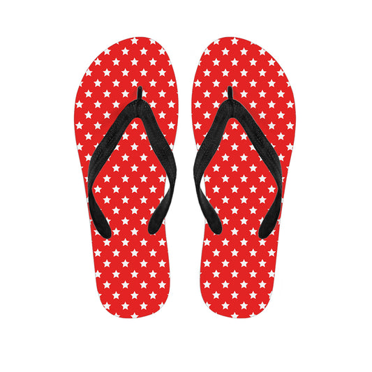 Red And White Star Pattern Print Flip Flops