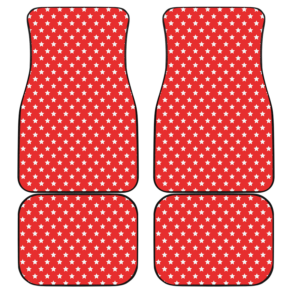 Red And White Star Pattern Print Front and Back Car Floor Mats