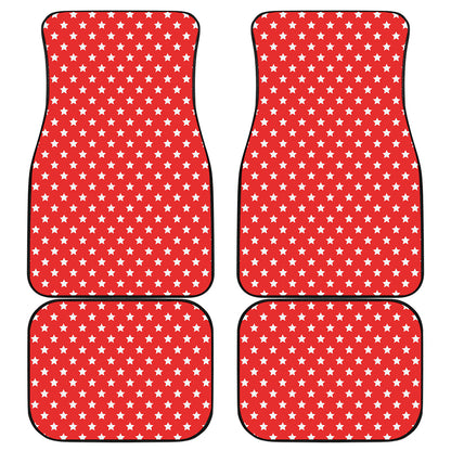 Red And White Star Pattern Print Front and Back Car Floor Mats