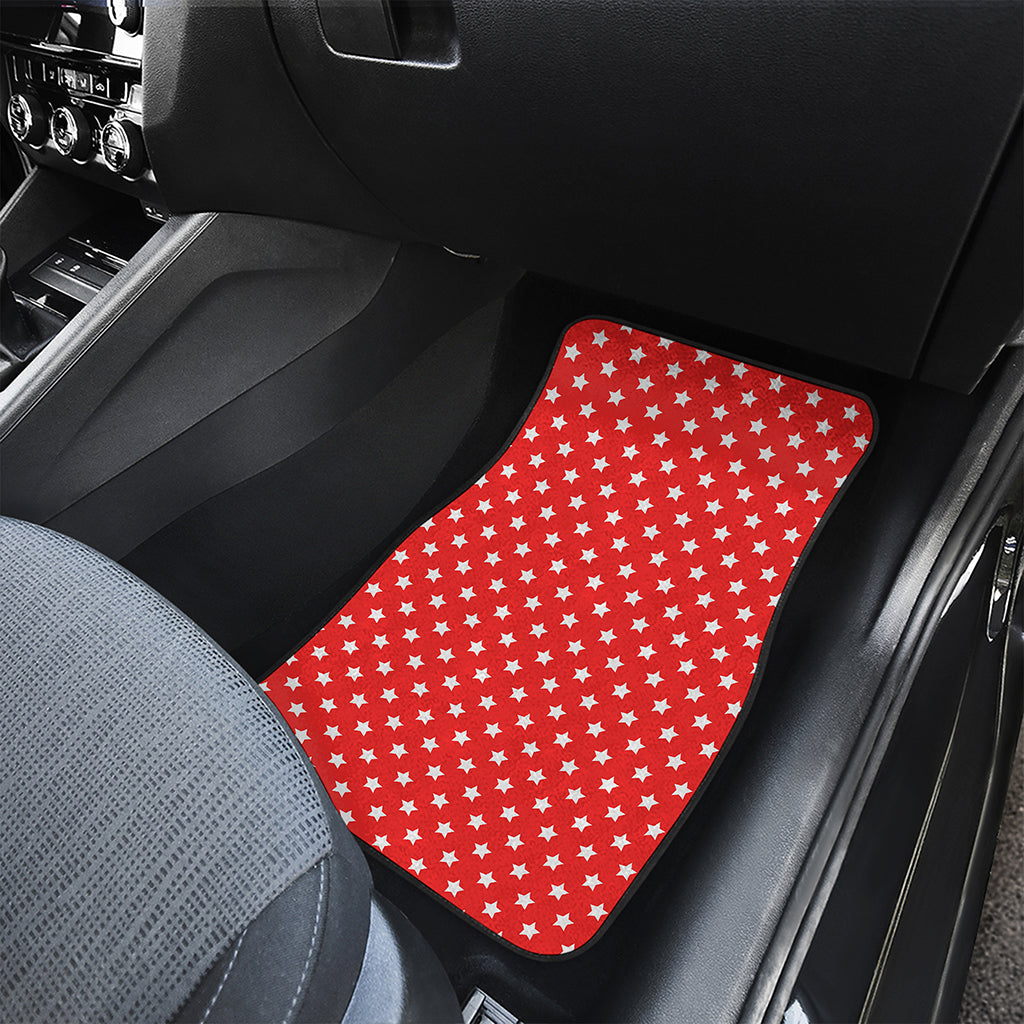 Red And White Star Pattern Print Front and Back Car Floor Mats