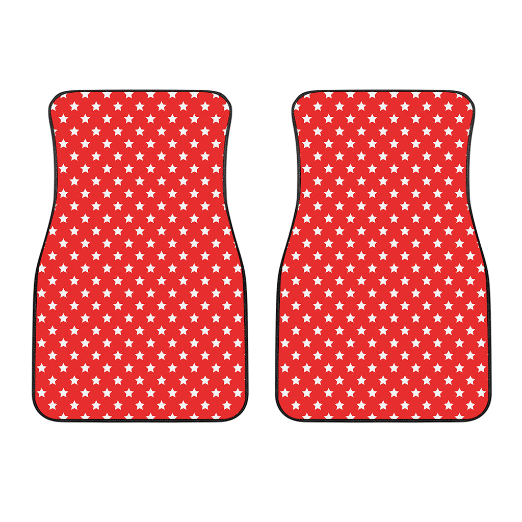 Red And White Star Pattern Print Front Car Floor Mats
