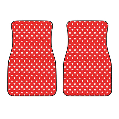Red And White Star Pattern Print Front Car Floor Mats