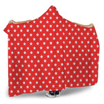 Red And White Star Pattern Print Hooded Blanket
