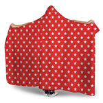 Red And White Star Pattern Print Hooded Blanket