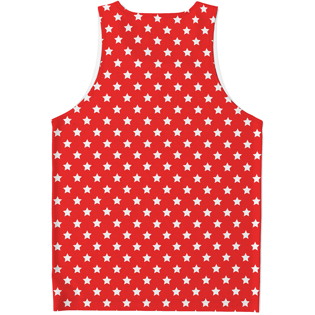 Red And White Star Pattern Print Men's Tank Top