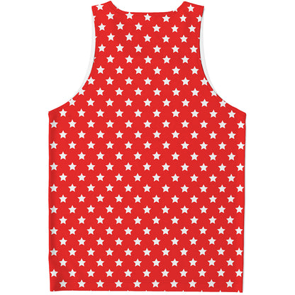 Red And White Star Pattern Print Men's Tank Top