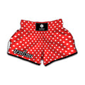 Red And White Star Pattern Print Muay Thai Boxing Shorts