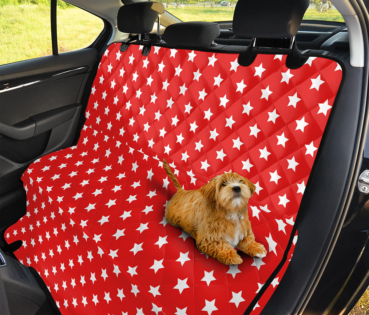 Red And White Star Pattern Print Pet Car Back Seat Cover