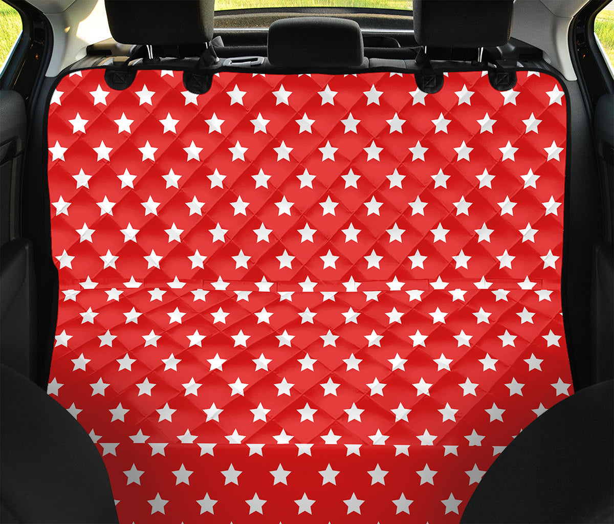 Red And White Star Pattern Print Pet Car Back Seat Cover