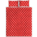 Red And White Star Pattern Print Quilt Bed Set