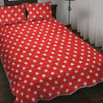 Red And White Star Pattern Print Quilt Bed Set
