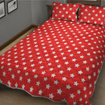 Red And White Star Pattern Print Quilt Bed Set
