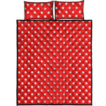 Red And White Star Pattern Print Quilt Bed Set
