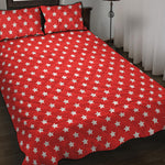 Red And White Star Pattern Print Quilt Bed Set