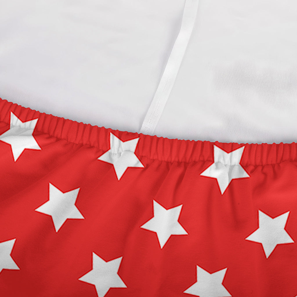 Red And White Star Pattern Print Sofa Cover