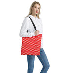 Red And White Star Pattern Print Tote Bag