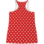 Red And White Star Pattern Print Women's Racerback Tank Top