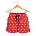 Red And White Star Pattern Print Women's Shorts