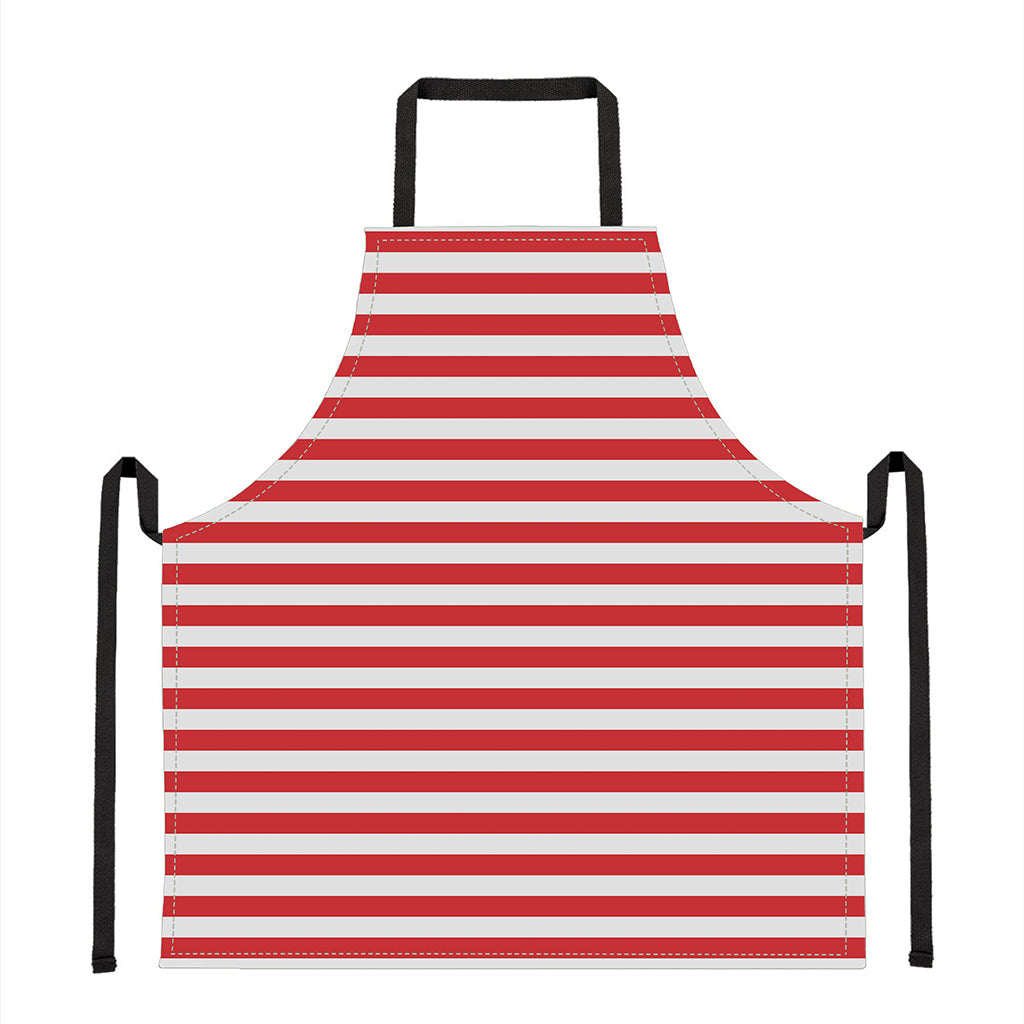 Red And White Striped Pattern Print Apron