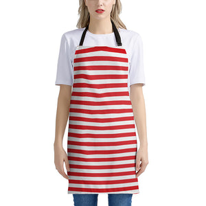 Red And White Striped Pattern Print Apron