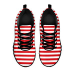 Red And White Striped Pattern Print Black Sneakers