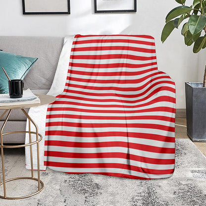 Red And White Striped Pattern Print Blanket