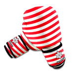 Red And White Striped Pattern Print Boxing Gloves