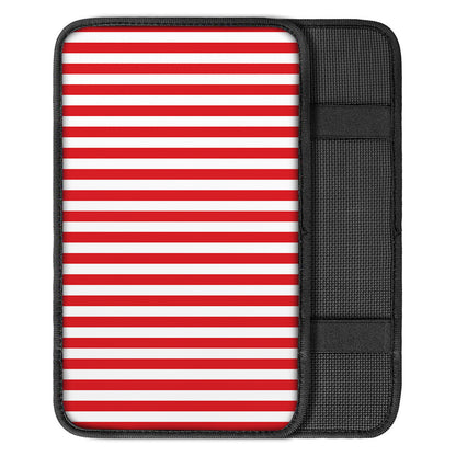 Red And White Striped Pattern Print Car Center Console Cover