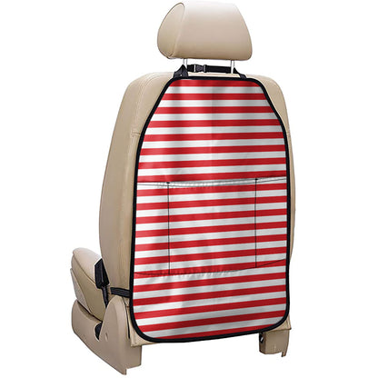 Red And White Striped Pattern Print Car Seat Organizers