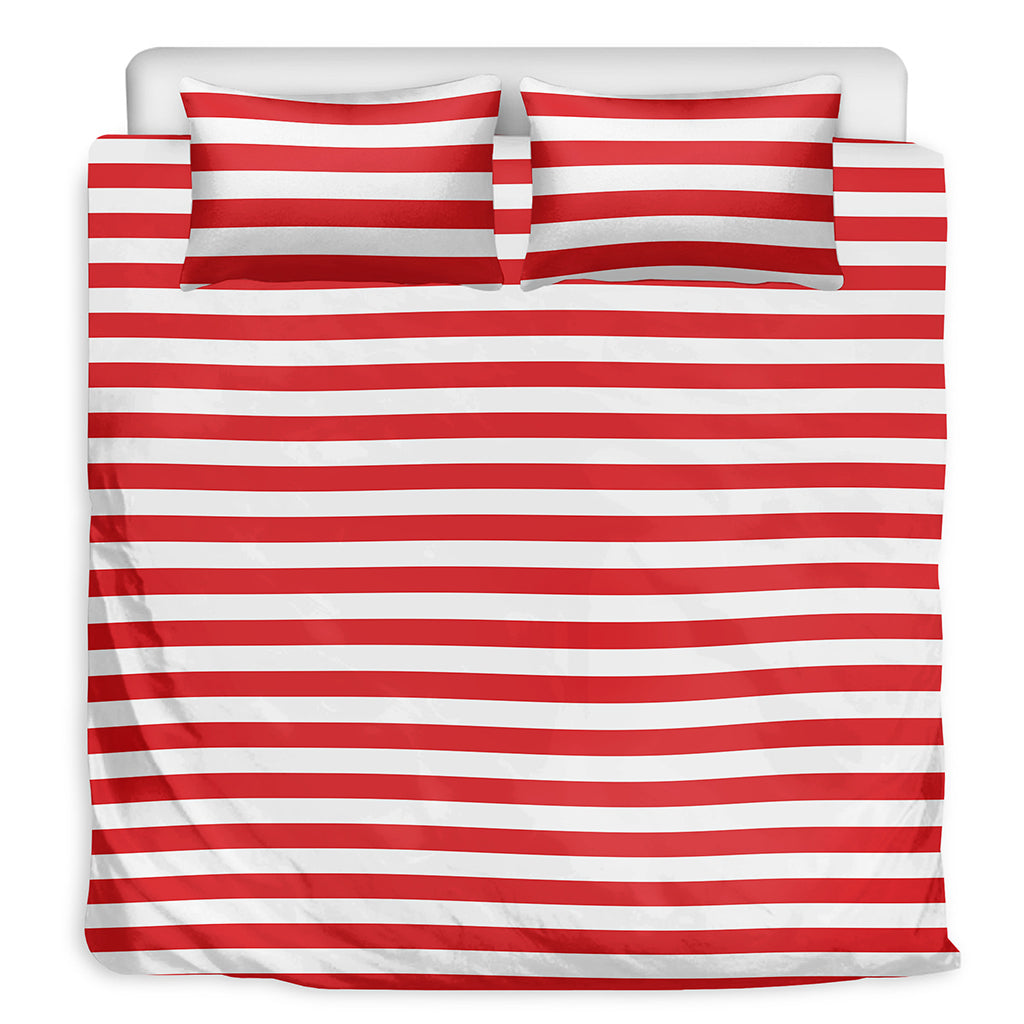 Red And White Striped Pattern Print Duvet Cover Bedding Set