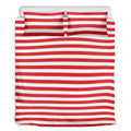 Red And White Striped Pattern Print Duvet Cover Bedding Set