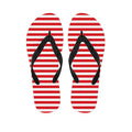 Red And White Striped Pattern Print Flip Flops