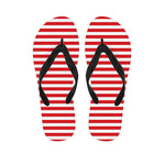 Red And White Striped Pattern Print Flip Flops