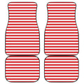 Red And White Striped Pattern Print Front and Back Car Floor Mats
