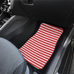 Red And White Striped Pattern Print Front and Back Car Floor Mats