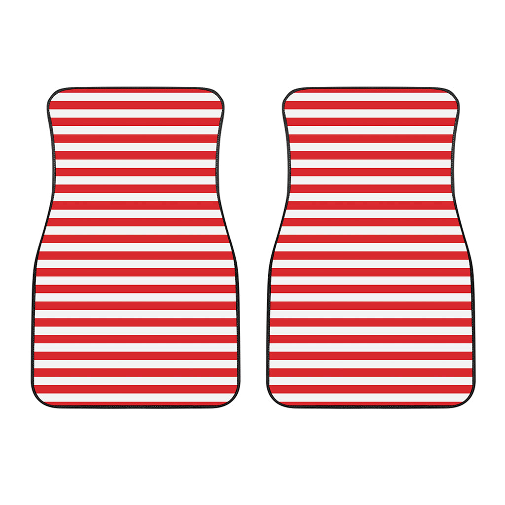 Red And White Striped Pattern Print Front Car Floor Mats