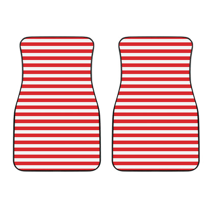 Red And White Striped Pattern Print Front Car Floor Mats