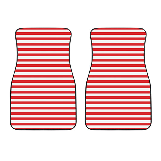 Red And White Striped Pattern Print Front Car Floor Mats