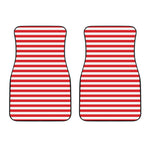 Red And White Striped Pattern Print Front Car Floor Mats