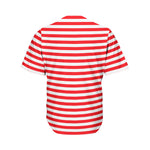 Red And White Striped Pattern Print Men's Baseball Jersey