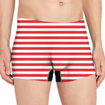 Red And White Striped Pattern Print Men's Boxer Briefs