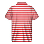 Red And White Striped Pattern Print Men's Short Sleeve Shirt