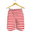 Red And White Striped Pattern Print Men's Shorts