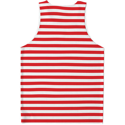 Red And White Striped Pattern Print Men's Tank Top